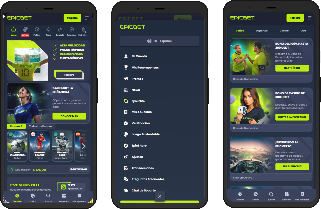 Epicbet en tu móvil